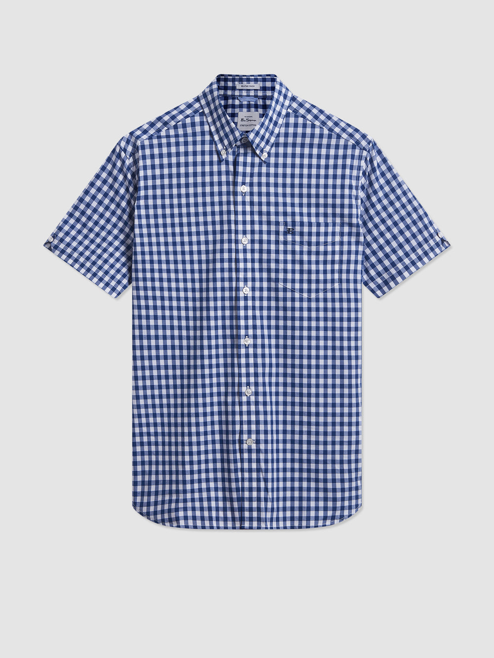 Chemises Ben Sherman Short Sleeve House Poplin Gingham Bleu Marine Vert Olive | QKP-11478141